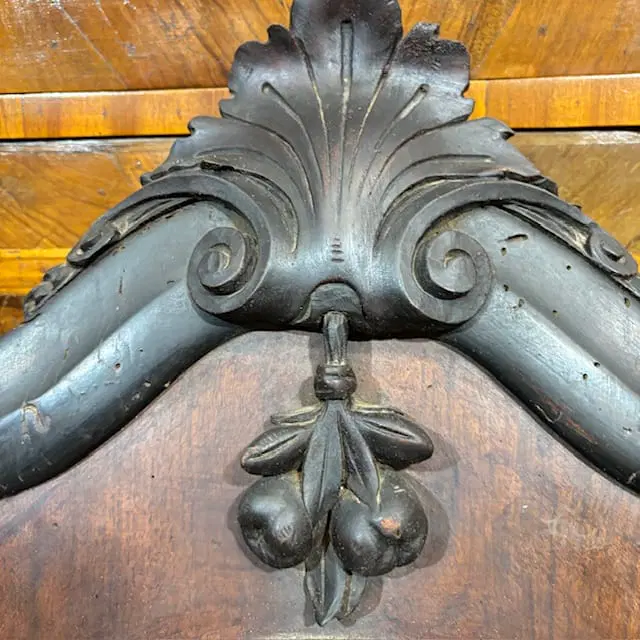 Antico Orologio da parete “Occhio di bue “noce e palissandro , 1850 HOTTOT quadrante in marmo e numeri dipinti . - immagine 7