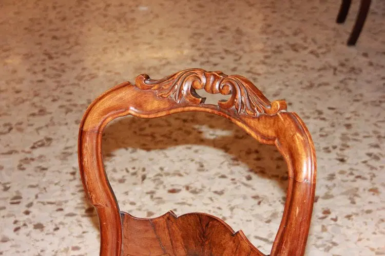 Gruppo di 6 sedie Luigi Filippo Francesi in Legno di Noce Fiammato - immagine 4