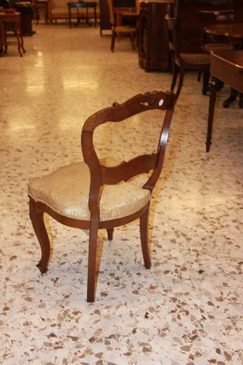 Gruppo di 6 sedie Luigi Filippo Francesi in Legno di Noce Fiammato - immagine 7