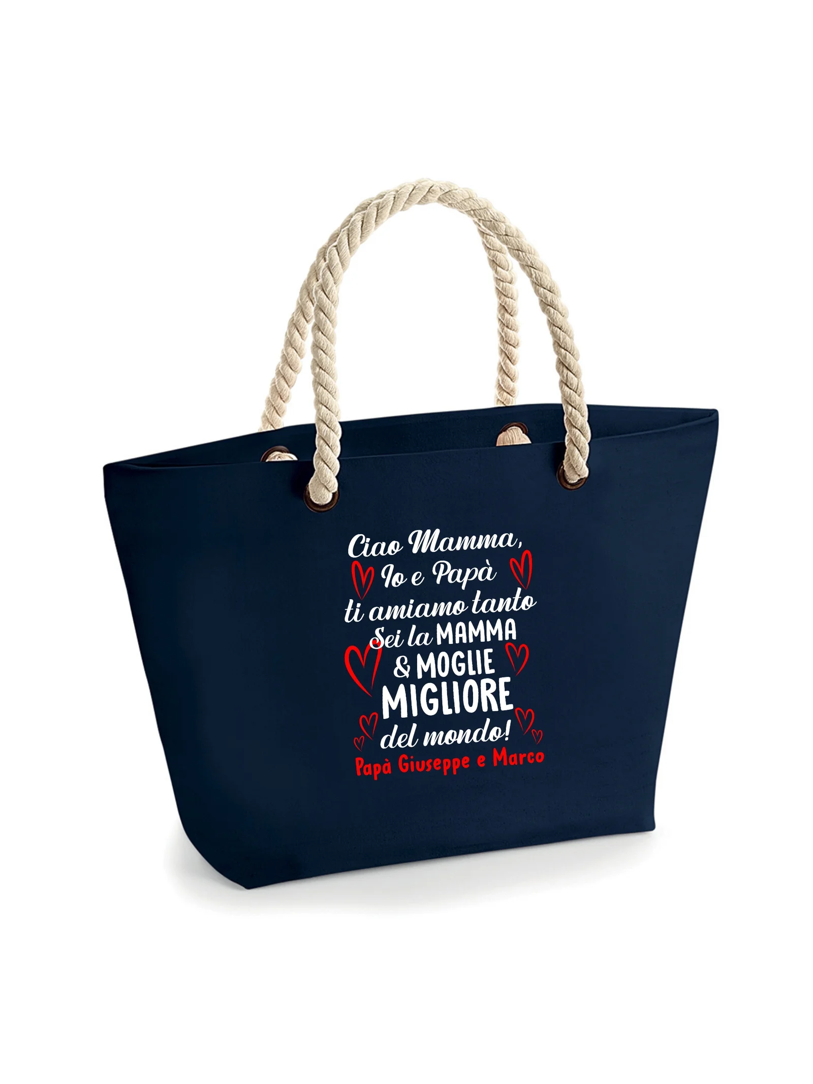 Borsa Mare Mamma PERSONALIZZABILE Festa della Mamma Io e Papà Ti amiamo tanto Buona Festa della Mamma Idea Regalo Mamma
