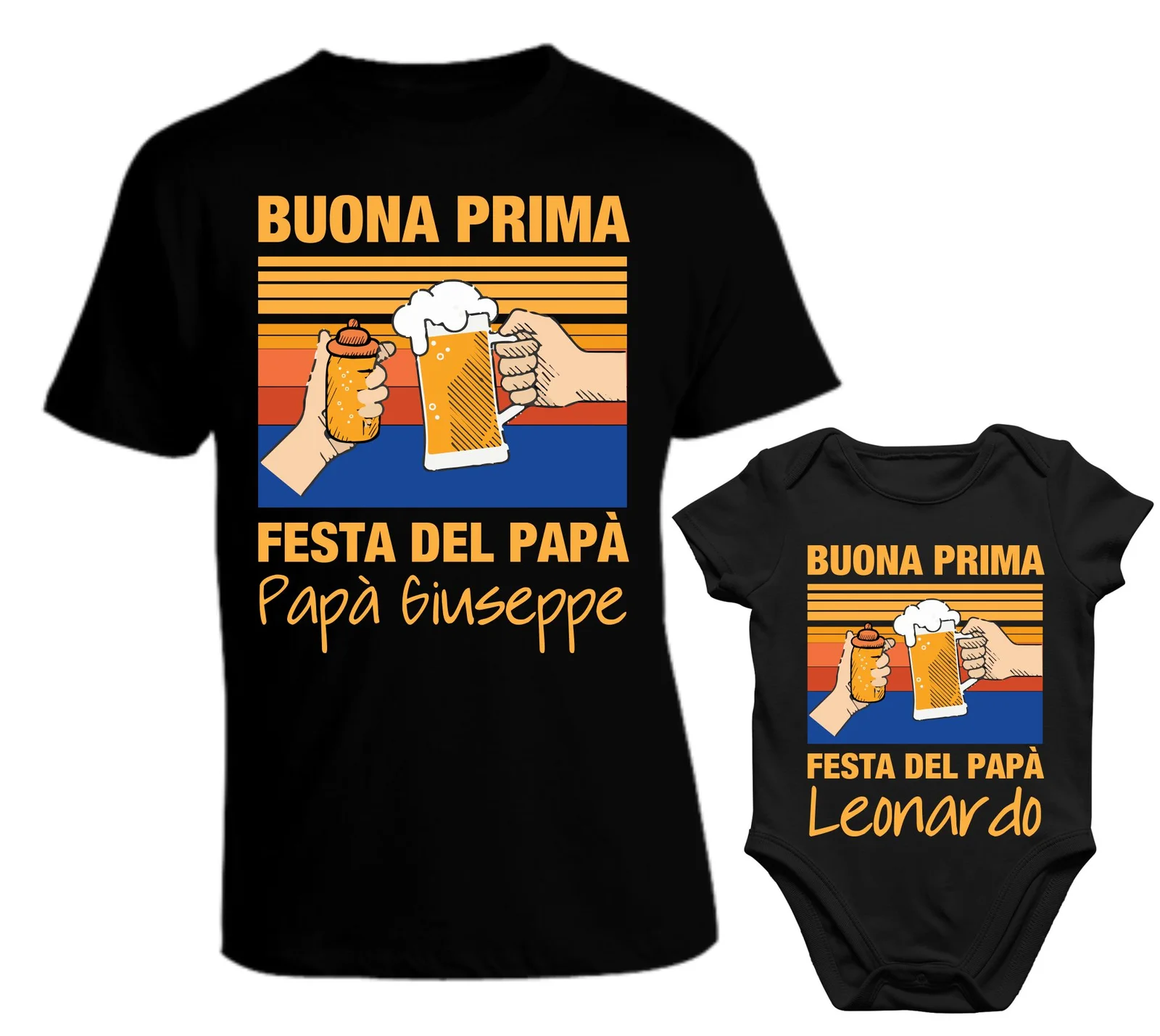 Coppia T-Shirt Maglietta PERSONALIZZABILE Papà Body Papà Padre Figlio Buona Prima Festa del Papà