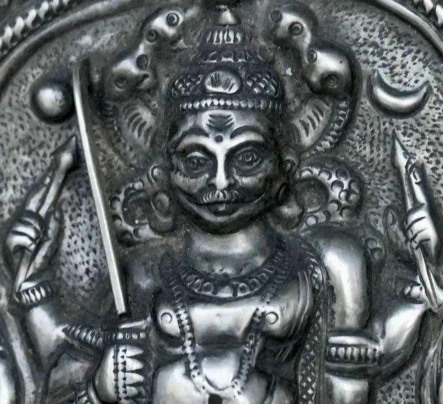 Placca votiva in argento di Virabhadra come emanazione del dio Shiva