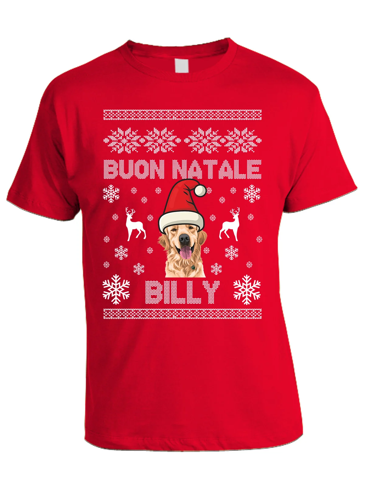 Maglietta Natale PERSONALIZZABILE Golden Retriever Uomo Donna Buon Natale Personalizza con nome del tuo cane Dog Christmas
