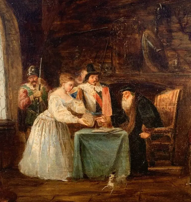 Pittore italiano (datato 1853) – Scena di interno storica. - immagine 5