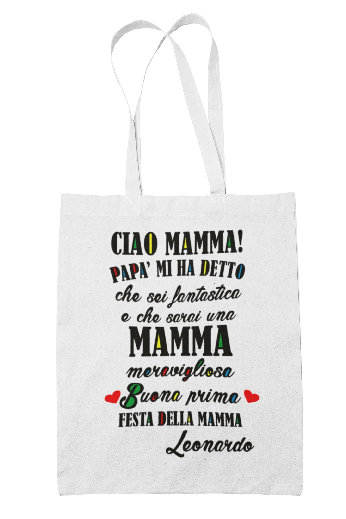 Shopping Bag Mamma PERSONALIZZABILE Ciao Mamma! Papà mi ha detto che sarai una mamma fantastica Shopper Idea Regalo Mamma