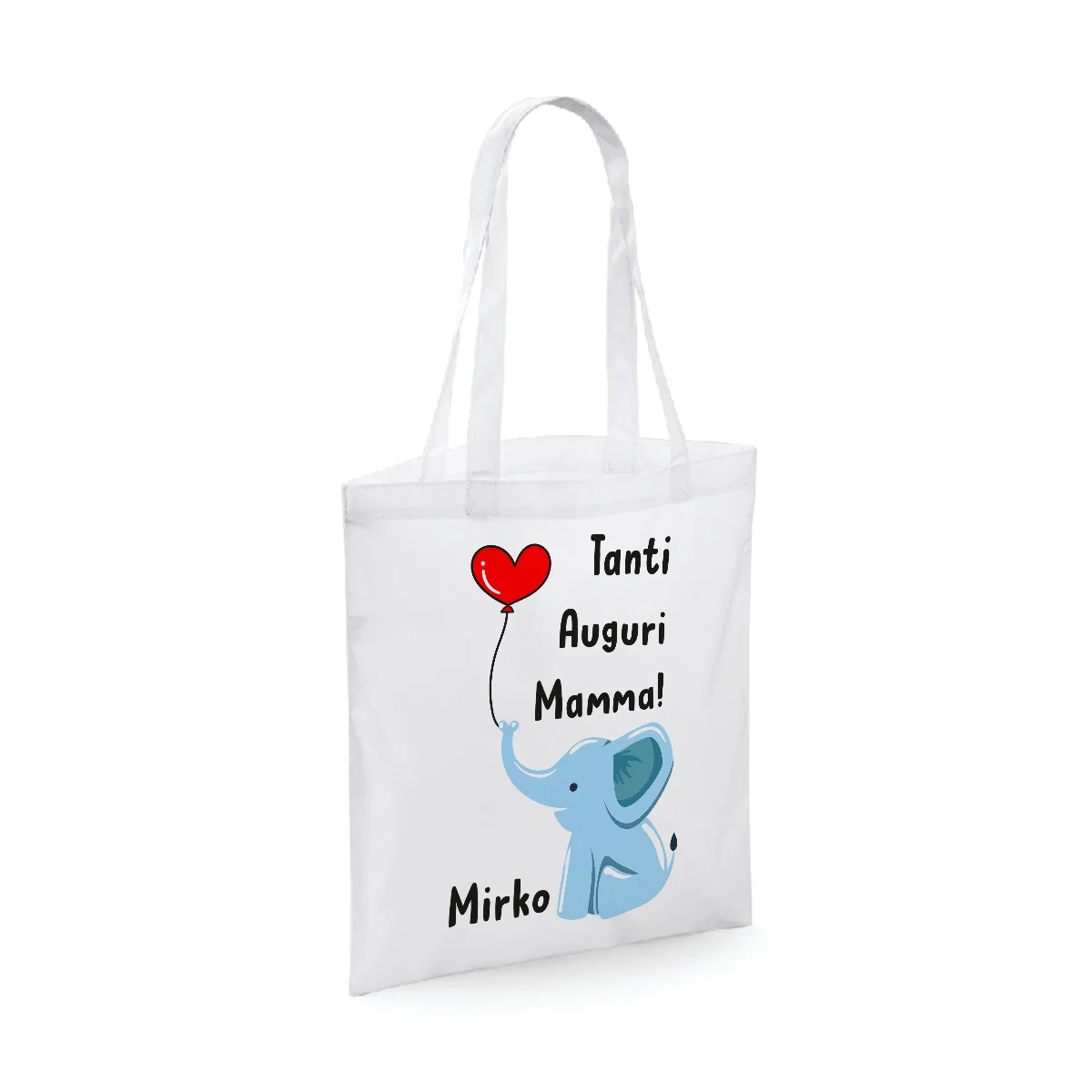 Shopping Bag Mamma PERSONALIZZABILE Neonato Divertenti Maschietto elefantino Tanti Auguri mamma – Idee Regalo per la Festa della Mamma Shopper Idea Regalo Mamma - immagine 2