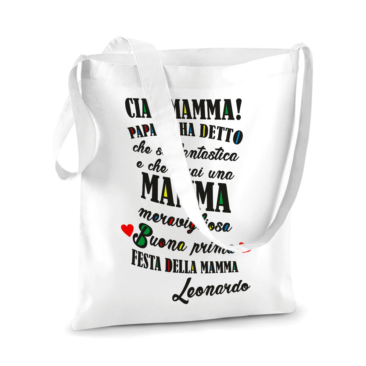 Shopping Bag Mamma PERSONALIZZABILE Ciao Mamma! Papà mi ha detto che sarai una mamma fantastica Shopper Idea Regalo Mamma - immagine 4