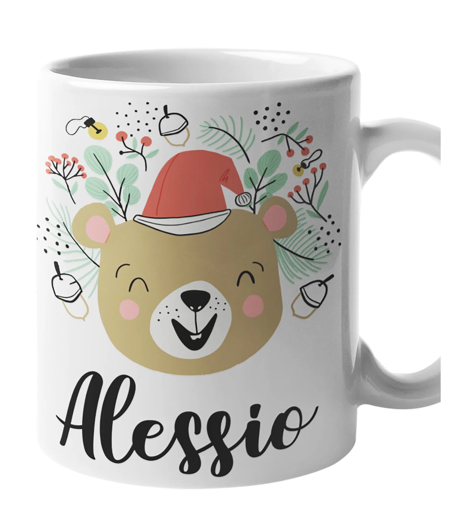 Tazza Natale PERSONALIZZABILE Orsetto con nome Mug 11OZ Idea regalo Natale