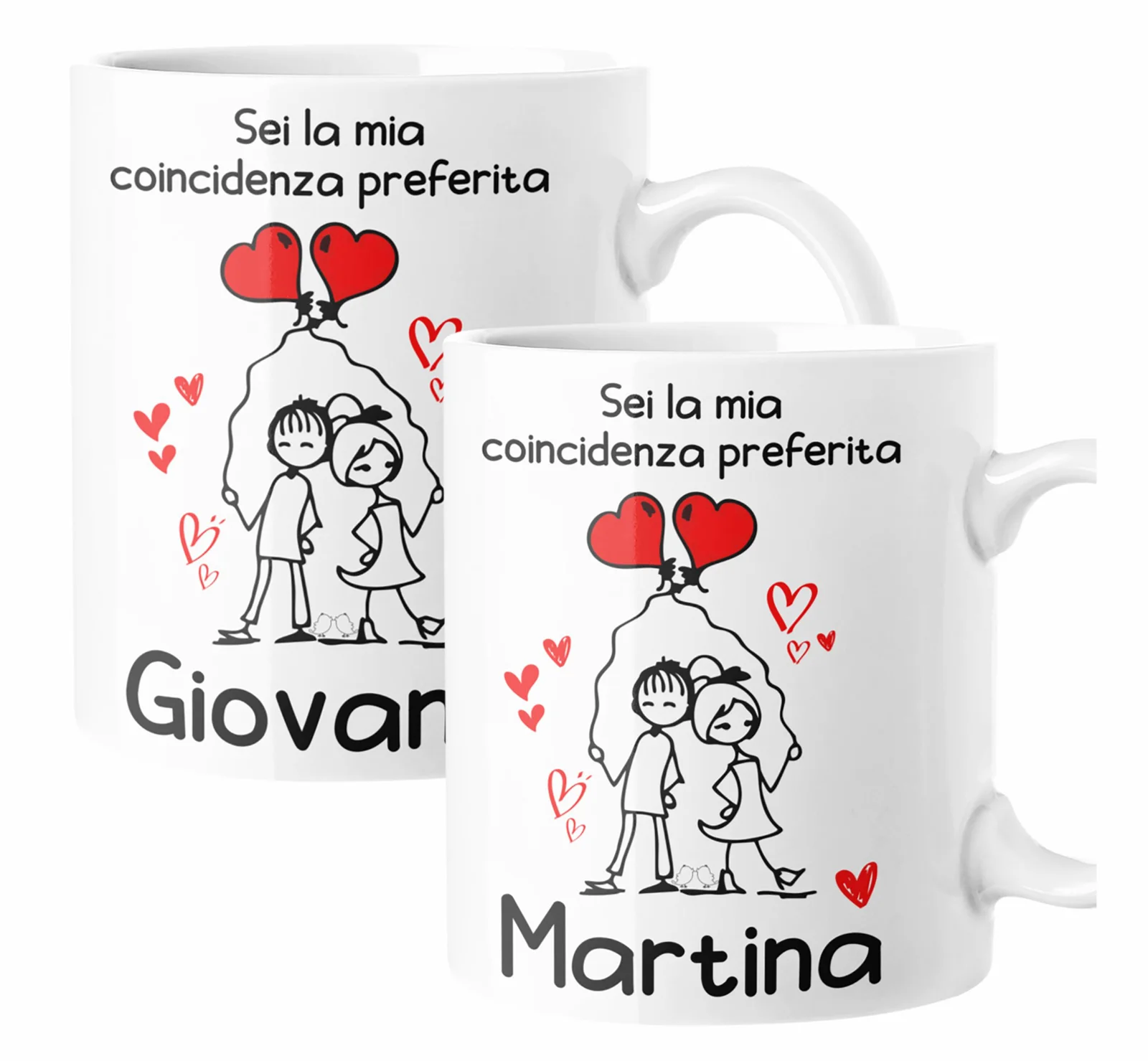 Coppia Tazze Sanvalentino Personalizzabile Sei la mia coincidenza preferita Personalizza con Nome Amore Innamorati Fidanzati Regalo Lui e Lei Mug 11 Oz