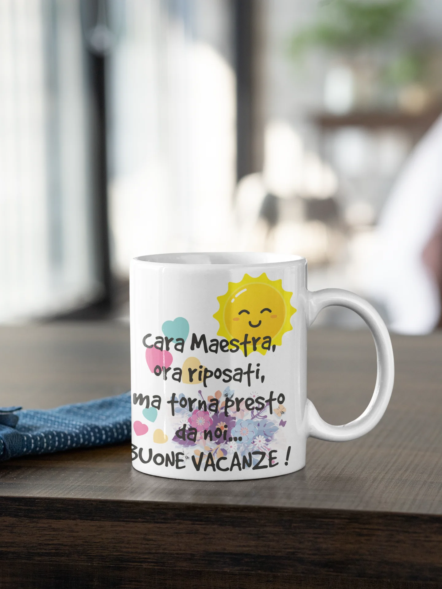 Tazza Maestra cara maestra, ora riposati, ma torna presto da noi Buone Vacanze Regalo Maestra fine anno - immagine 3