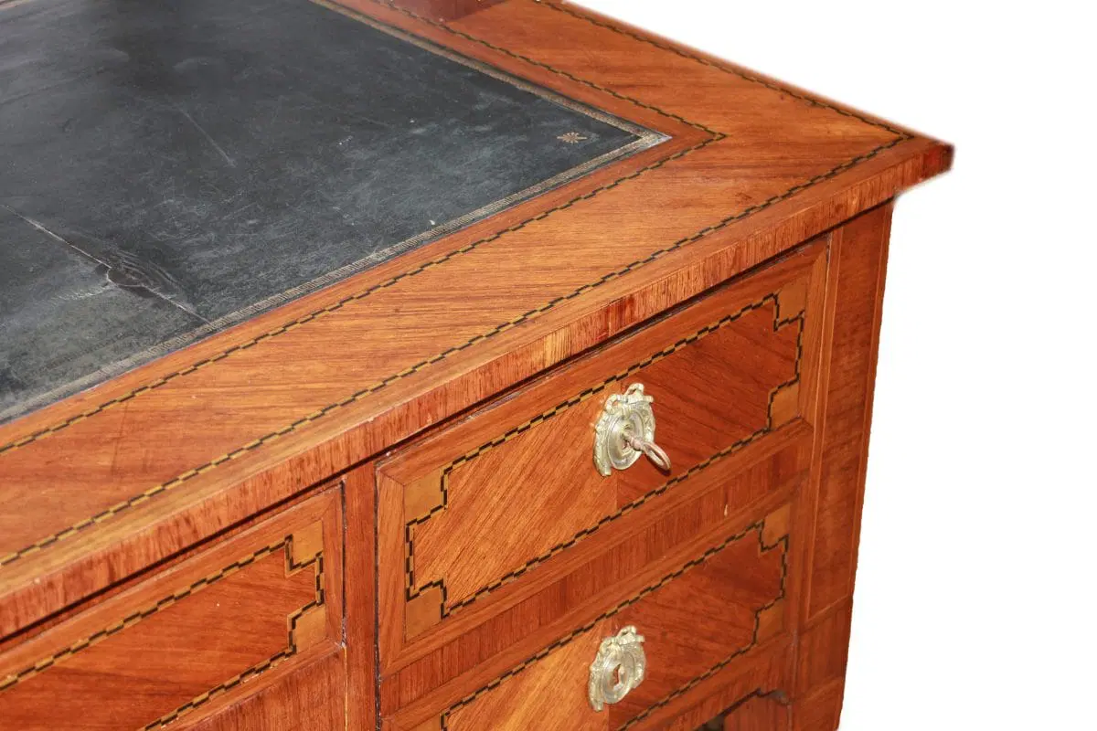 Bellissima Scrivania francese Luigi XVI di metà 1800 con Filetto di Intarsio - immagine 3
