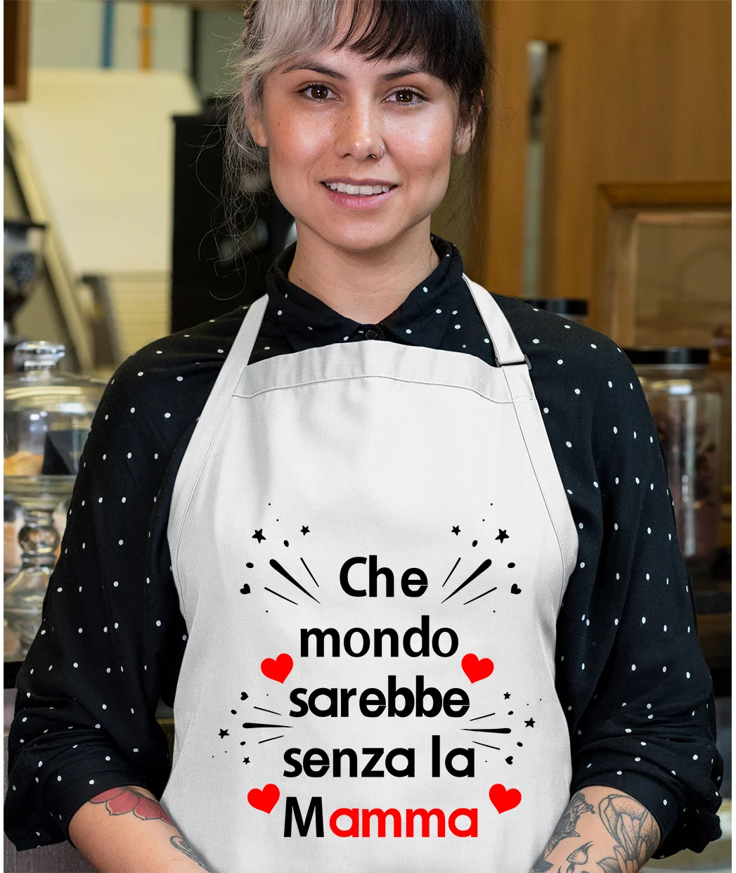 Grembiule da cucina Mamma Regalo Che Mondo sarebbe senza la Mamma Idea Regalo taglia Unica - immagine 2