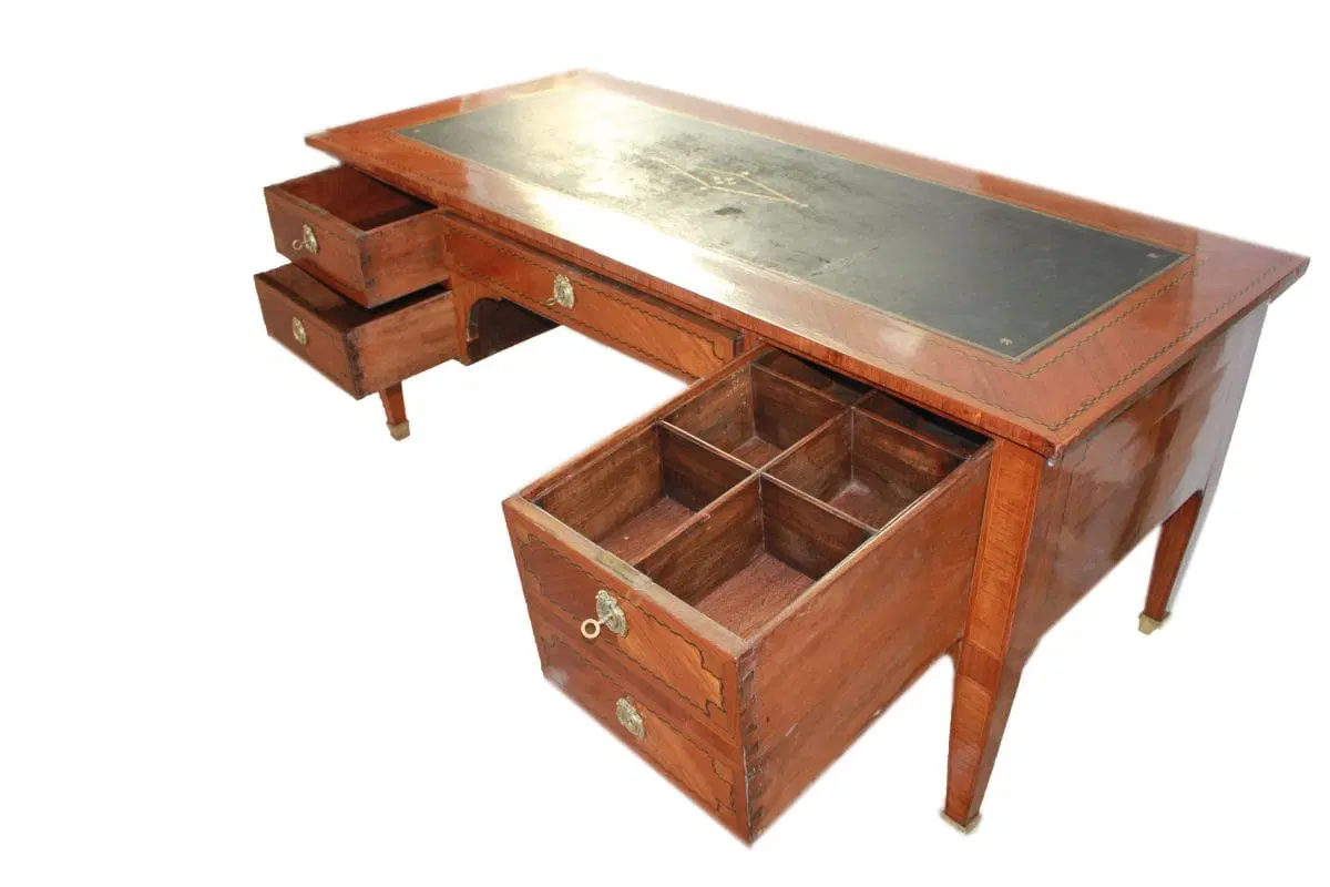 Bellissima Scrivania francese Luigi XVI di metà 1800 con Filetto di Intarsio - immagine 6