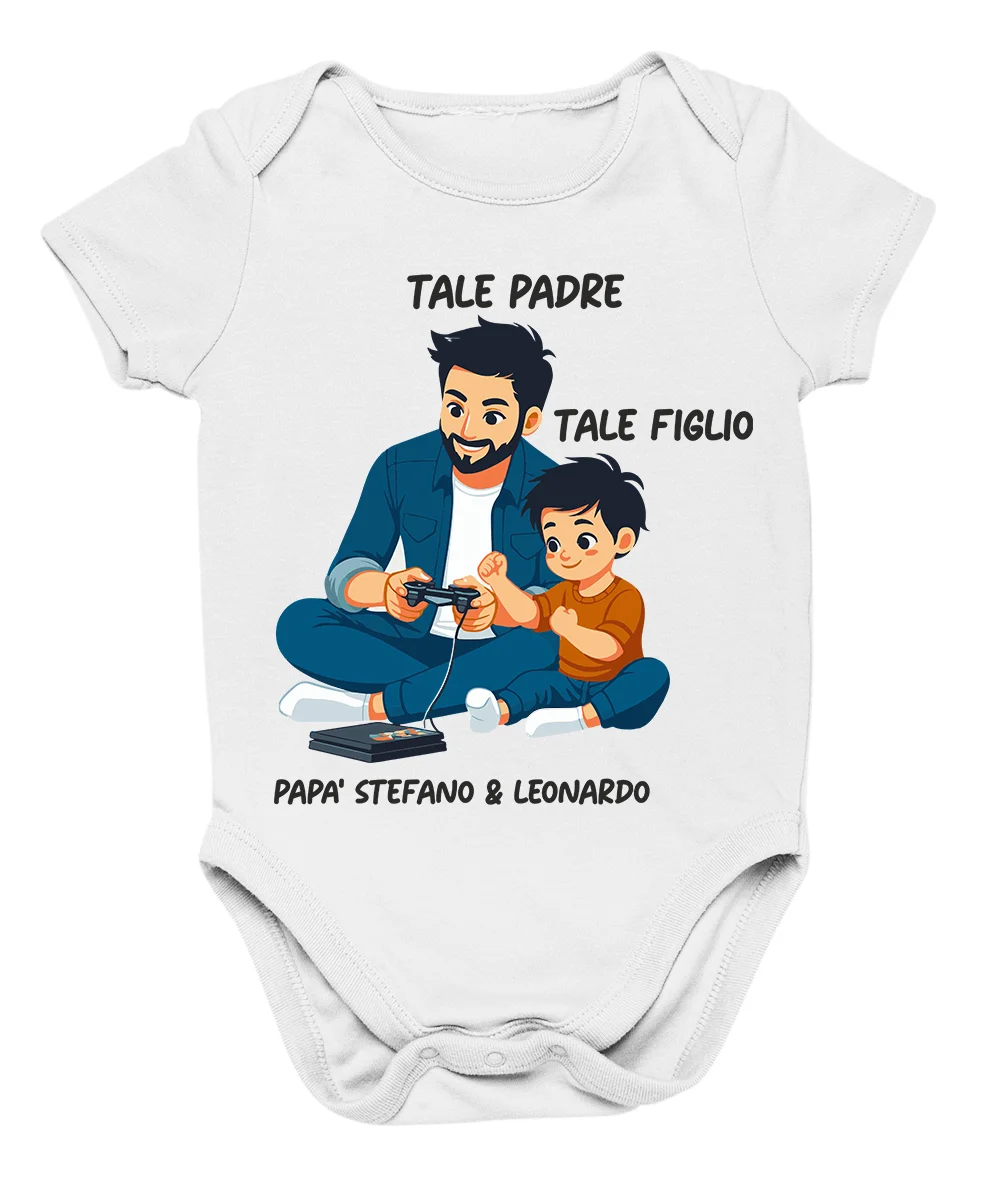 Body Papà Neonato PERSONALIZZABILE CON NOME Tale Padre Tale Figlio Gamer divertente idea regalo Festa del Papà Regalo Dalla S alla XL