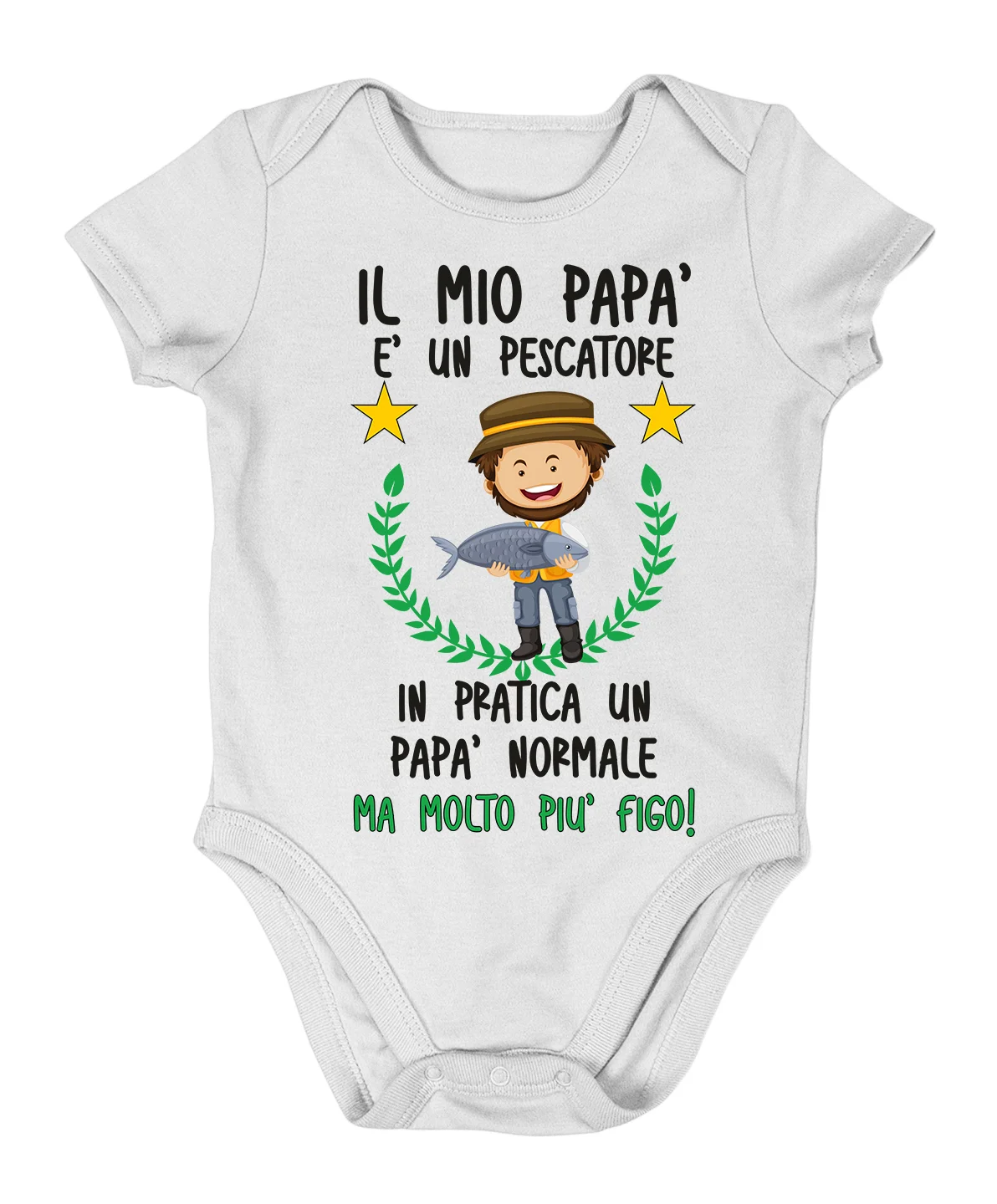 Body neonato PERSONALIZZABILE Pescatore Papà Nonno Zio Padrino body neonato divertenti