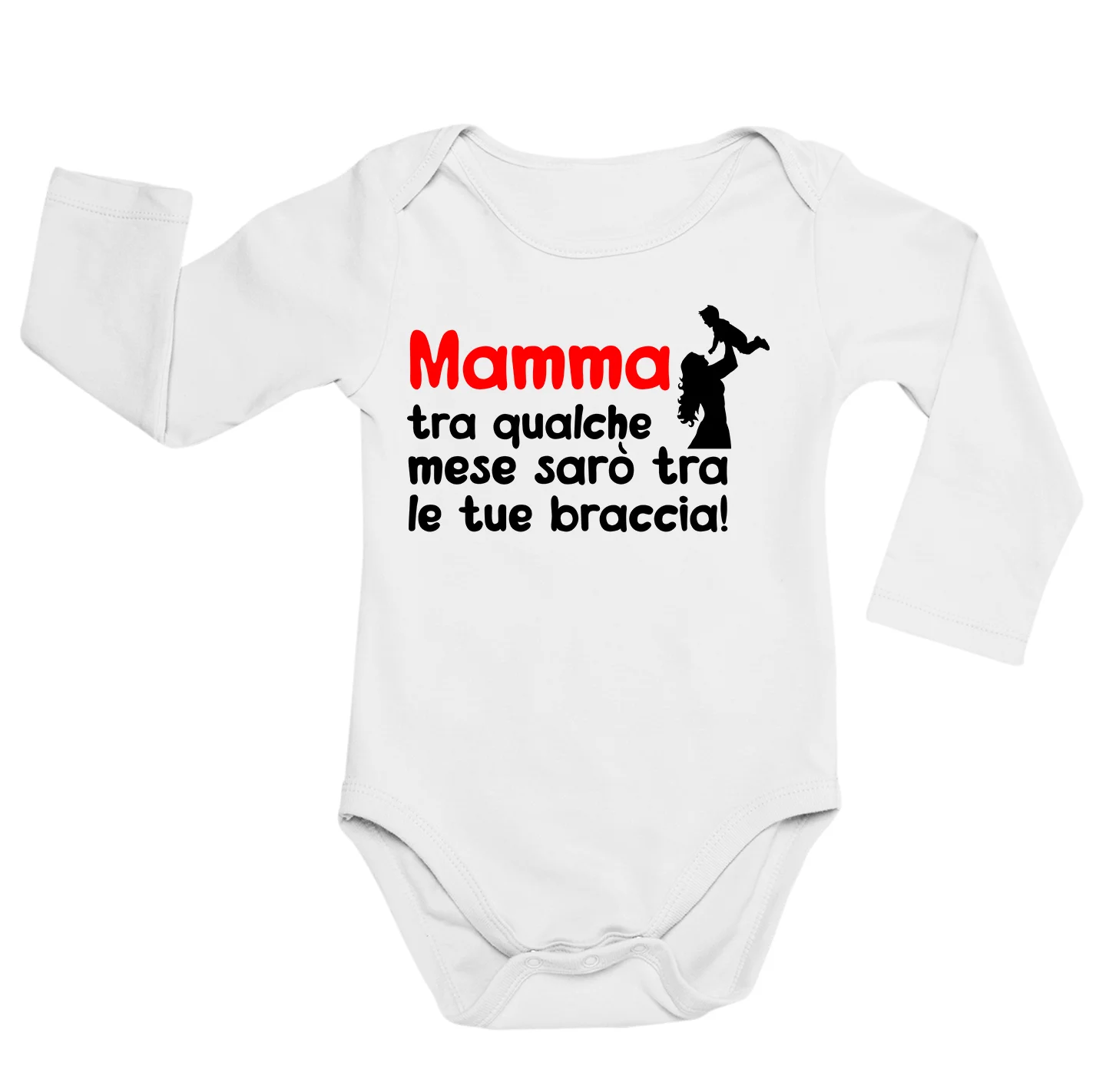 Body neonato manica lunga Regalo Festa della Mamma Body Mamma Neonato Divertenti Mamma tra qualche mese sarò tra le tue braccia