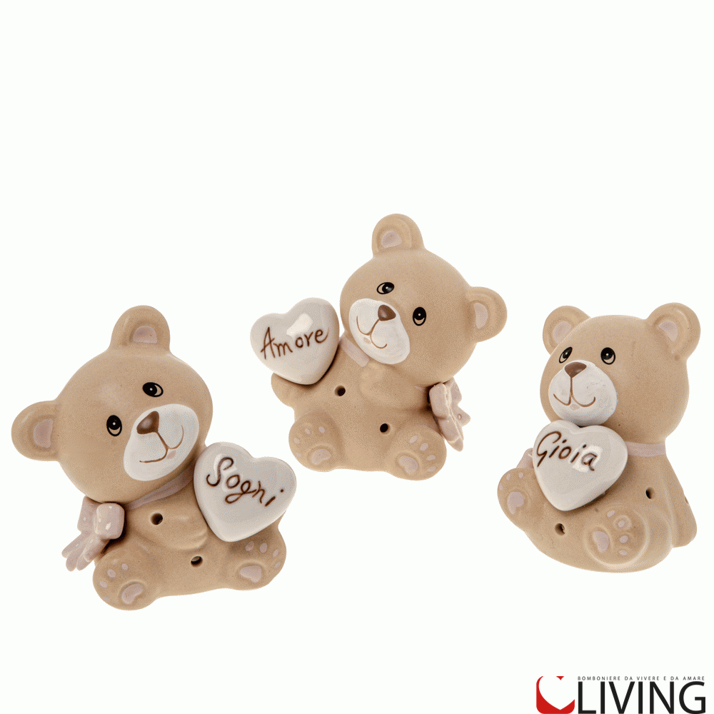 Bomboniera orsetto Barty rosa con luce led