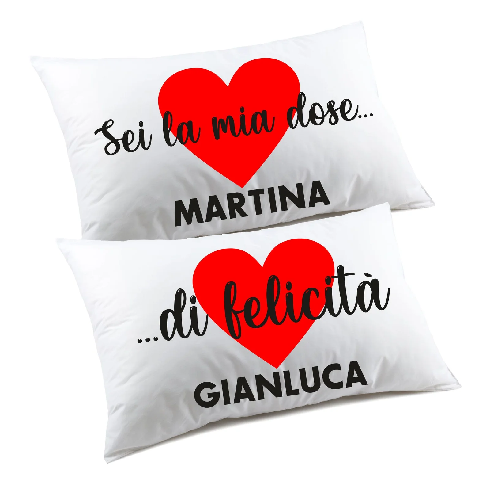 Regalo SanValentino Coppia di federe Personalizzabili matrimoniali Sei la mia dose di felicità Divertenti Personalizza con Nome