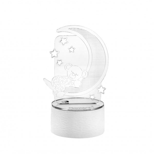 Bomboniera lumetto in plex orsetto su luna con luce a led