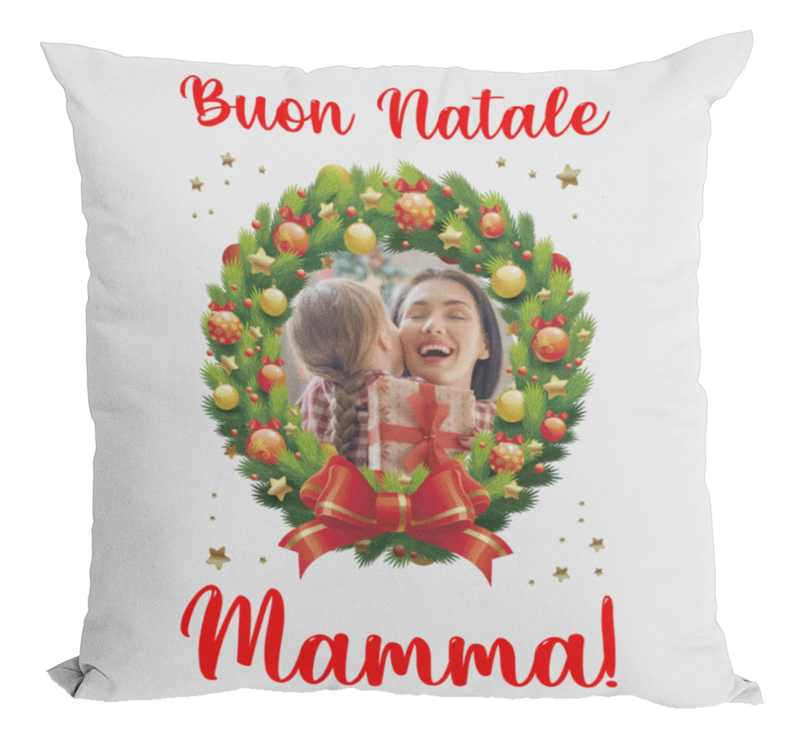 Cuscino Natale Natalizia Personalizzato con Foto Mamma papà Nonna Nonno Zia Zio Buon Natale Regalo Natale con Foto 40×40 cm