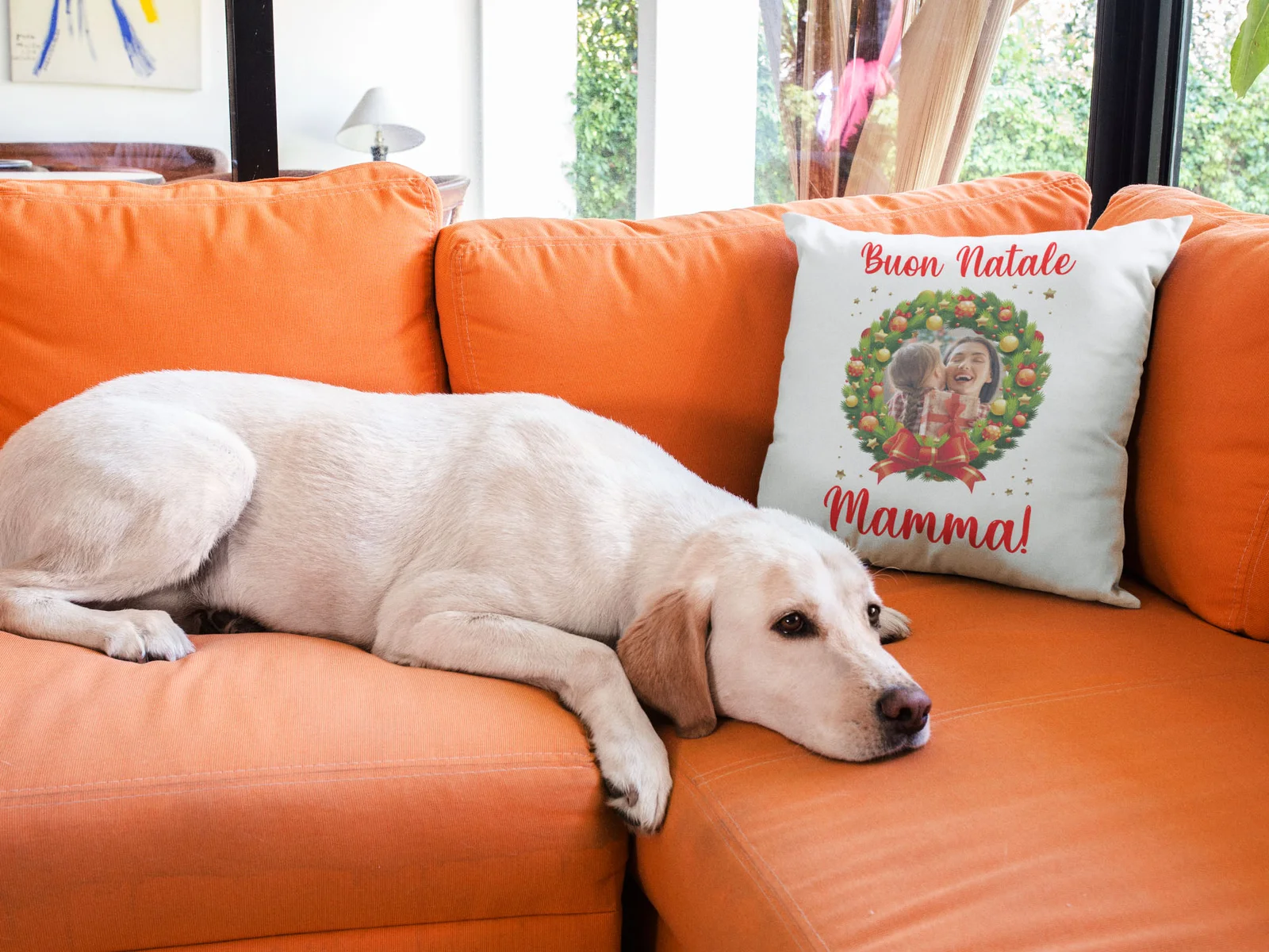 Cuscino Natale Natalizia Personalizzato con Foto Mamma papà Nonna Nonno Zia Zio Buon Natale Regalo Natale con Foto 40×40 cm - immagine 2