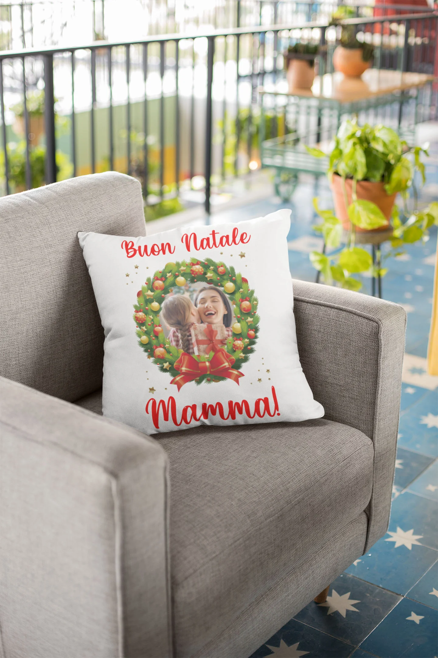 Cuscino Natale Natalizia Personalizzato con Foto Mamma papà Nonna Nonno Zia Zio Buon Natale Regalo Natale con Foto 40×40 cm - immagine 5