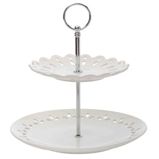 Maxwell & Williams Alzatina 2 piani in porcellana e metallo