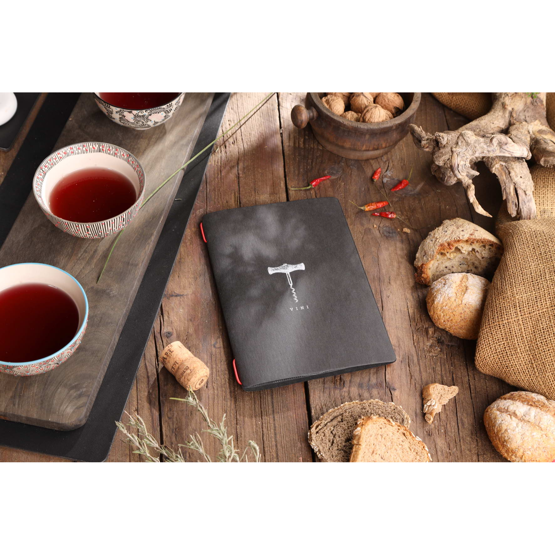 Porta menu custom nero bacco vini a5 solo elastico - immagine 2