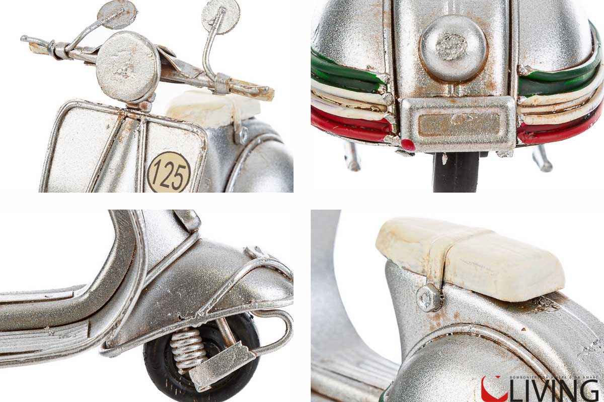 Bomboniera vespa 125 metallo argento - immagine 3