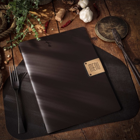 Porta menu portofino premium marrone a4 solo elastico - immagine 3