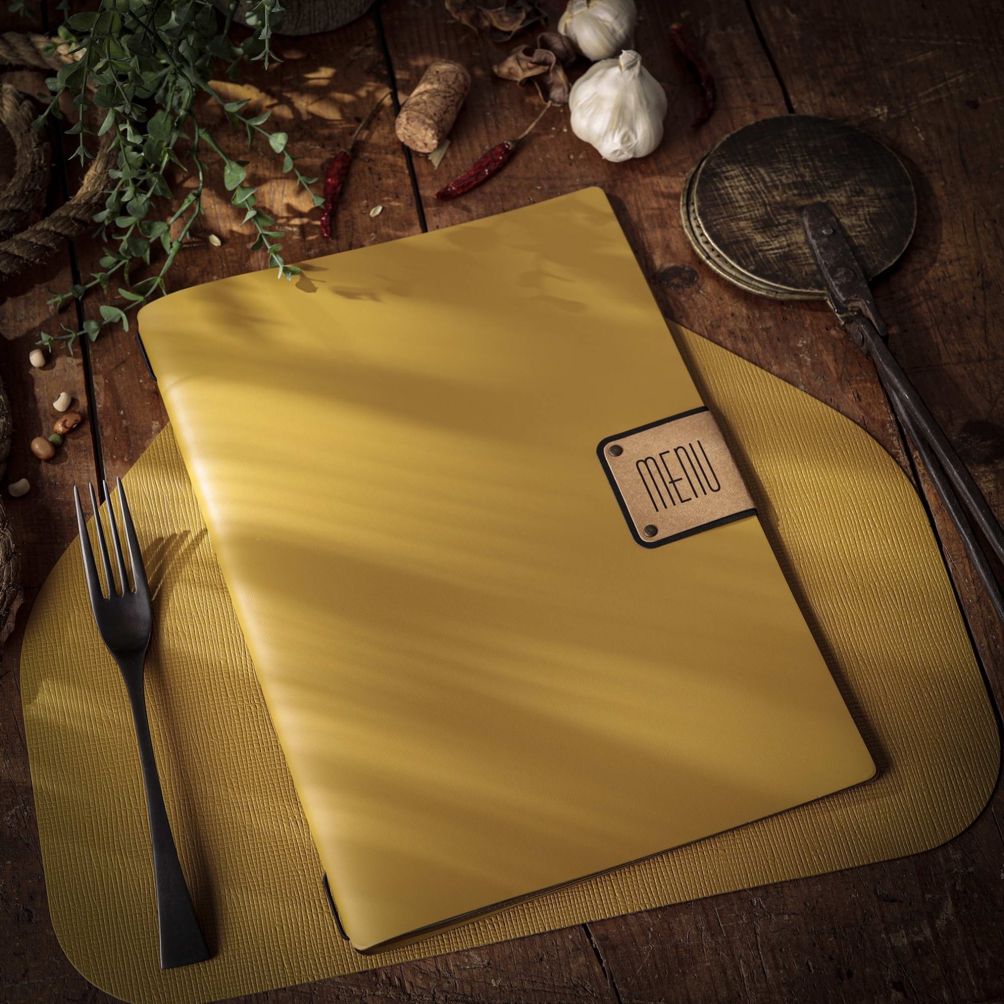 Porta menu portofino premium ocra a4 solo elastico - immagine 3