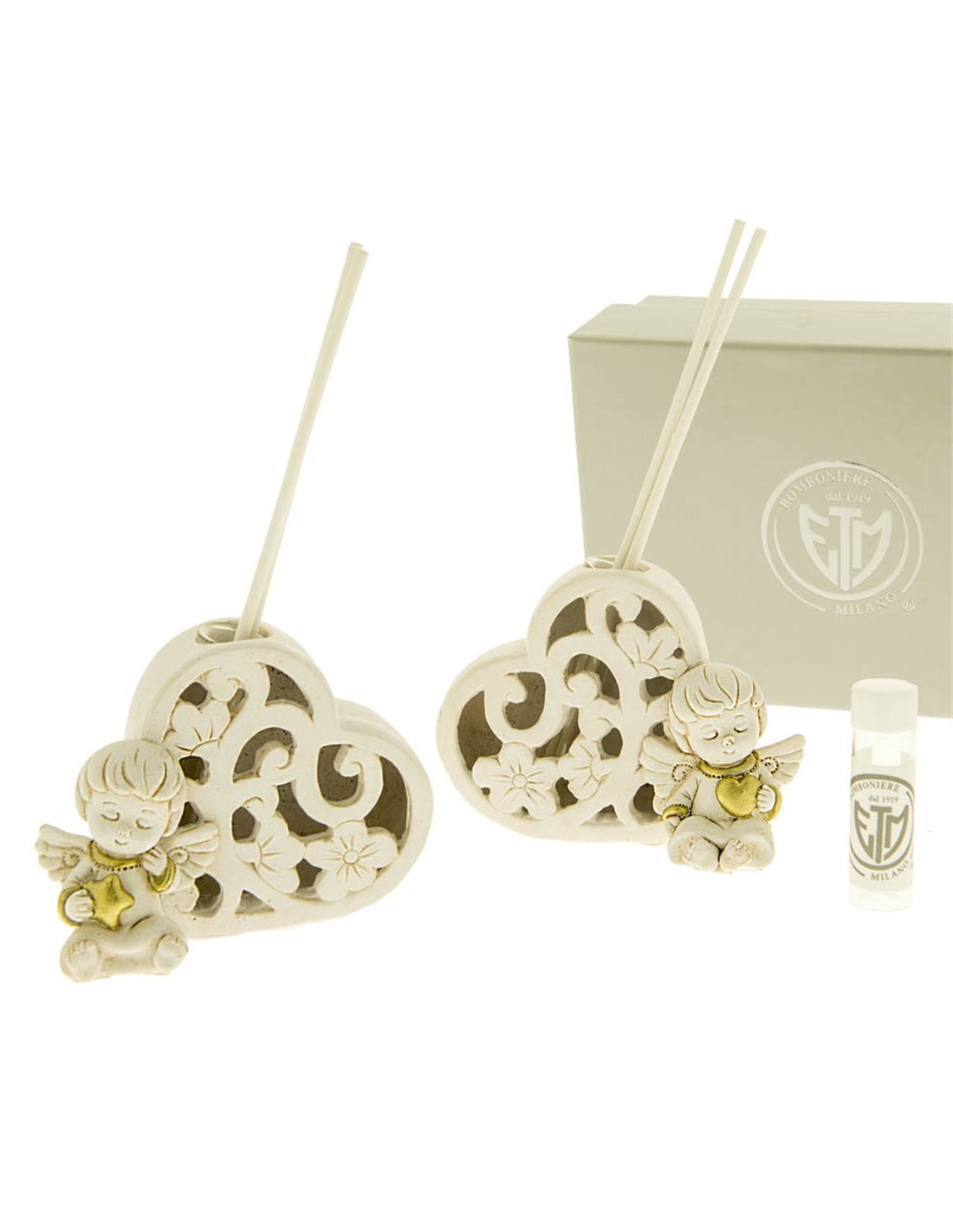 Bomboniera profumatore cuore angelo gold - immagine 2