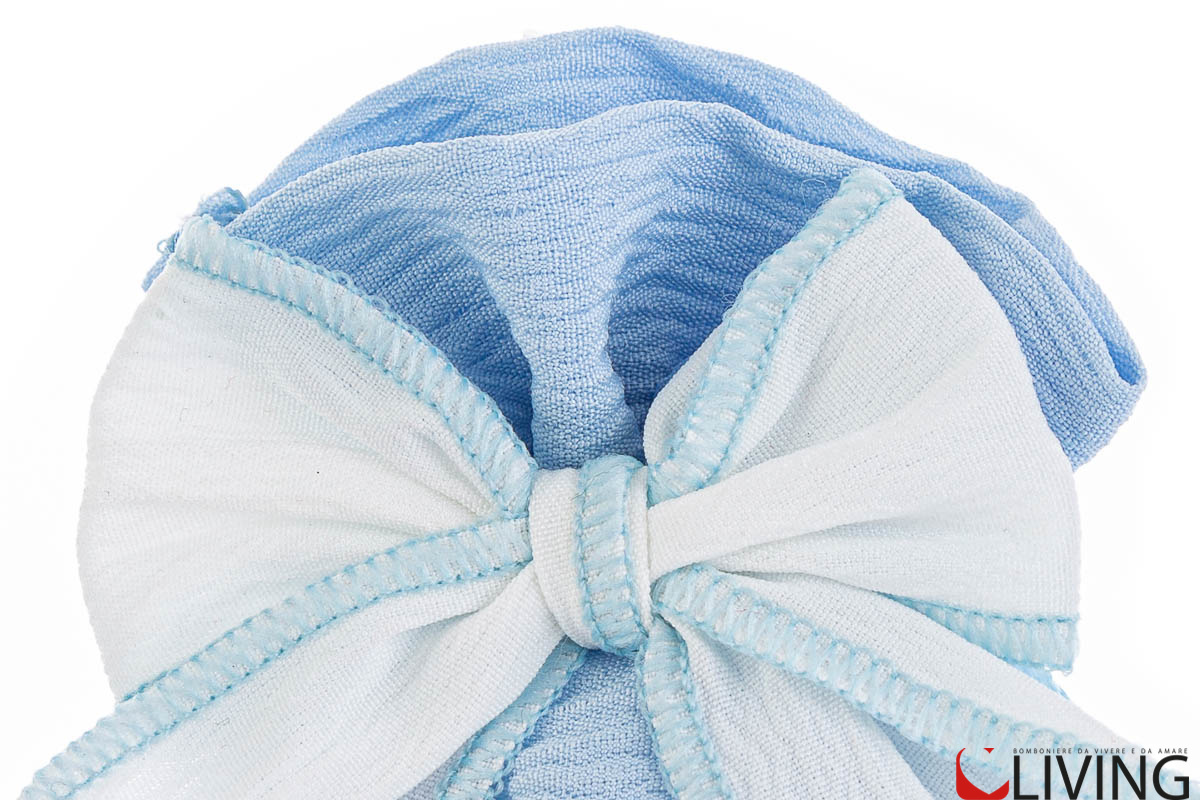 Sacchetto portaconfetti con fiocco cotone celeste - immagine 2