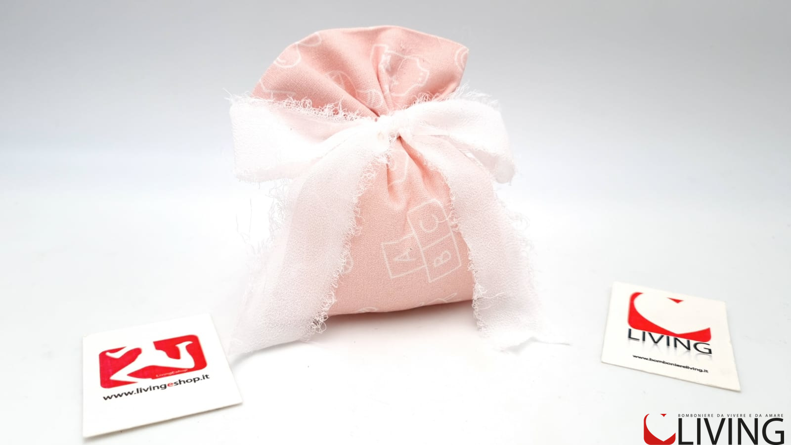 Sacchetto retto portaconfetti in tessuto rosa linea Baby Dreams