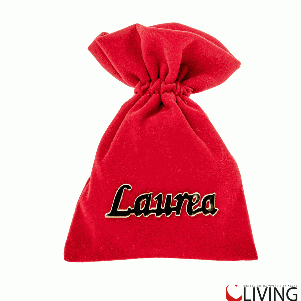 Sacchetto velluto rosso con scritta laurea plex